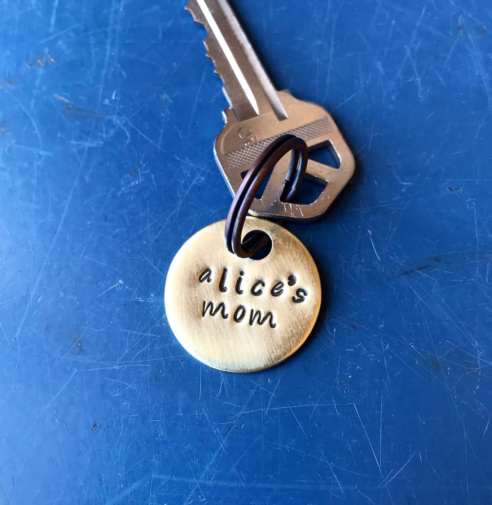 Custom Keychain Choose Your Text Hashtag Round Brass Etsy