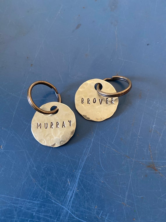 Brass Dog Tag Custom Hand Stamped Dog Tag Pet ID Tags Custom Name and Phone Number Personalized Classy Etsy Canada