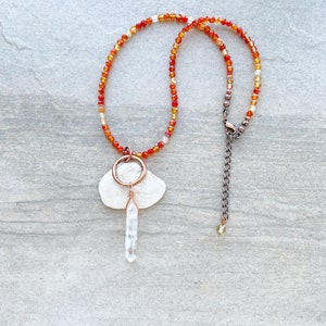 Orange Agate and Quartz Necklace