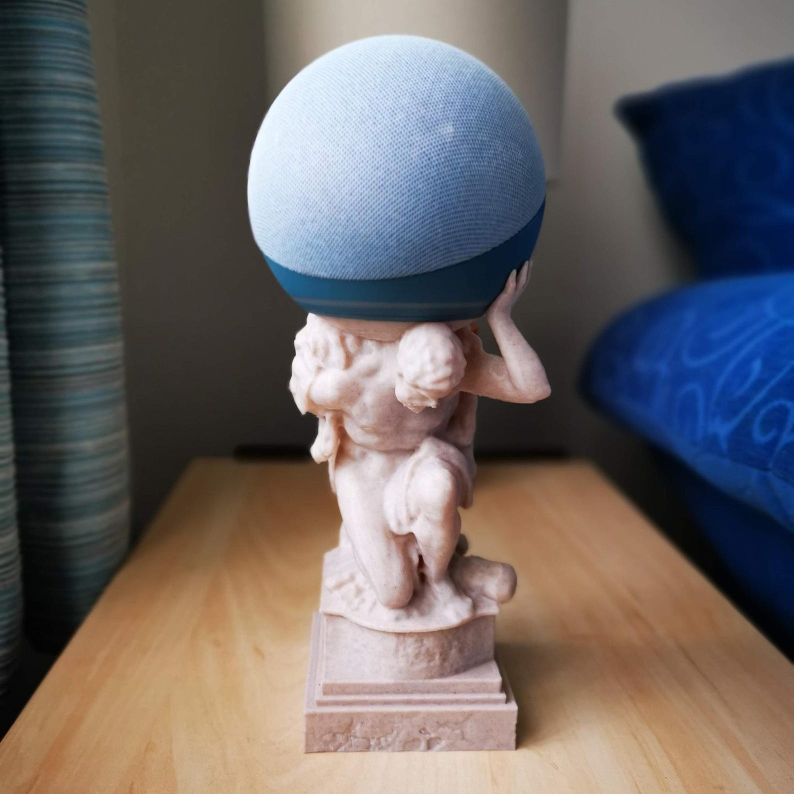 Classical Atlas Style Echo Dot Stand | Mythology Inspired Smart Speaker Holder | Decorative Desk & Bedside Display