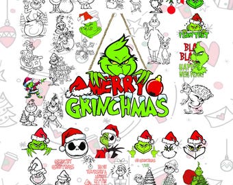 Bundle de cliparts SVG Noël Grinch, fichiers coupés (téléchargement numérique)