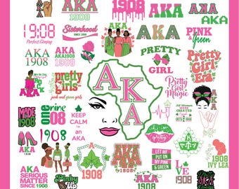 AKA Svg Bundle, Alpha Kappa Alpha Svg, 1908 Svg, Sisterhood Files,Pink & Green | 1908 | Sisterhood | Cricut and Silhouette