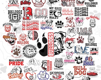 Paquete de imágenes prediseñadas de Bulldog SVG / Más de 45 diseños de mascotas (archivos digitales)