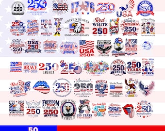 USA 250th Anniversary SVG Bundle,Patriotic PNG Designs,America 250 Years 1776–2026, We The People svg, independence Day png Digital Download