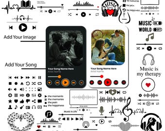 Music Player SVG Bundle, Song, Glass, Play Buttons (Digital Download)