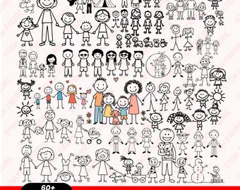 Stick Figure Family SVG  | Art People for Cricut, Silhouette, Laser Cutting & Car Decals, Stick Figure Clipart,vector, Stick Girl/Stick Boy