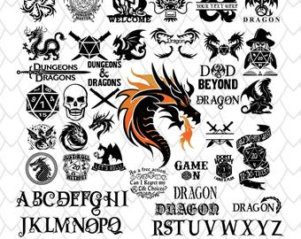 Paquete SVG de Dungeons and Dragons: Diseños de dragones medievales (archivos digitales)