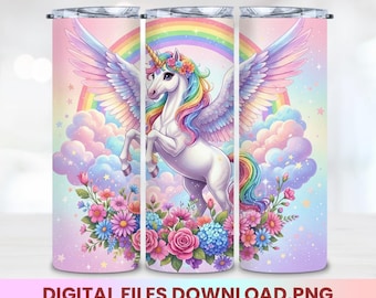 Envoltorio para vaso de unicornio de 590 ml, diseño 3D (descarga digital)