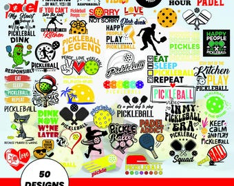 Pickleball SVG Bundle, Funny Player PNG, Court & Paddle Cut File