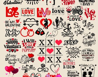 Valentine's Day SVG Bundle, Love Clipart (Digital Download)