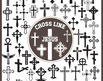 Paquete SVG de cruz cristiana, imágenes prediseñadas religiosas (56 archivos)