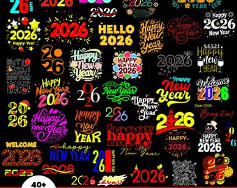 New Year 2026 PNG Bundle, Party Shirt Designs (Digital Download)