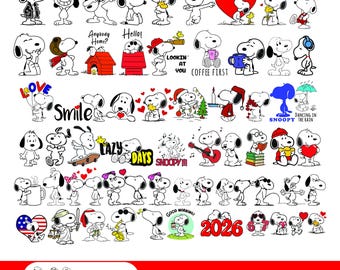 Snoopy SVG Mega Bundle | Peanuts Cartoon Designs (Digital Download) (DXF , SVG , png , eps , jpeg)
