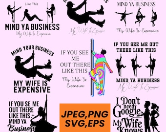 Bailarina de barra con actitud positiva SVG, regalo divertido para esposa, diseño de camiseta para esposo (archivos digitales)