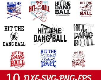 Hit The Dang Ball SVG PNG, fichier de coupe de baseball tendance softball, conception de chemise de jour de match, sublimation de maman de baseball, téléchargement numérique de sport rétro