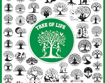 Paquete SVG del Árbol de la Vida: Silueta de árbol genealógico (archivos digitales)