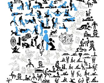 Paquete SVG de posiciones sexuales, silueta de pareja (archivos digitales)