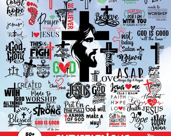 Ensemble chrétien SVG, dessins de versets bibliques (téléchargement numérique)