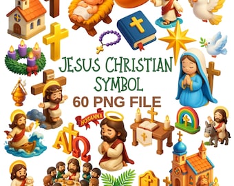 Jezus en christelijke symbolen Clipart PNG-bundel (60 bestanden)