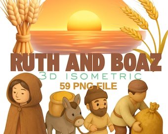 Ruth and Boaz 3D Clipart – 59 PNG Bible Story Illustrations for Sunday School, Faith Crafts, Christian Homeschool, Kids Ministry