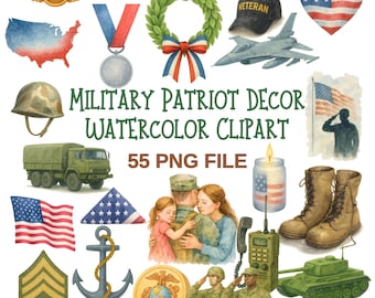 Militärische Patriotische Clipart-Bundle - 4. Juli, Armee, Gedenktag Art