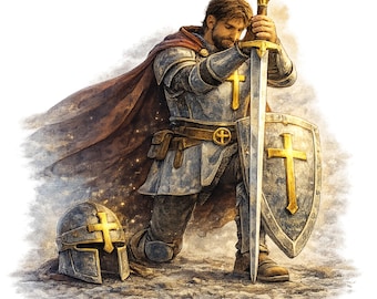 Armor of God Watercolor Knight PNG Bundle, Christian Art (Digital Download)