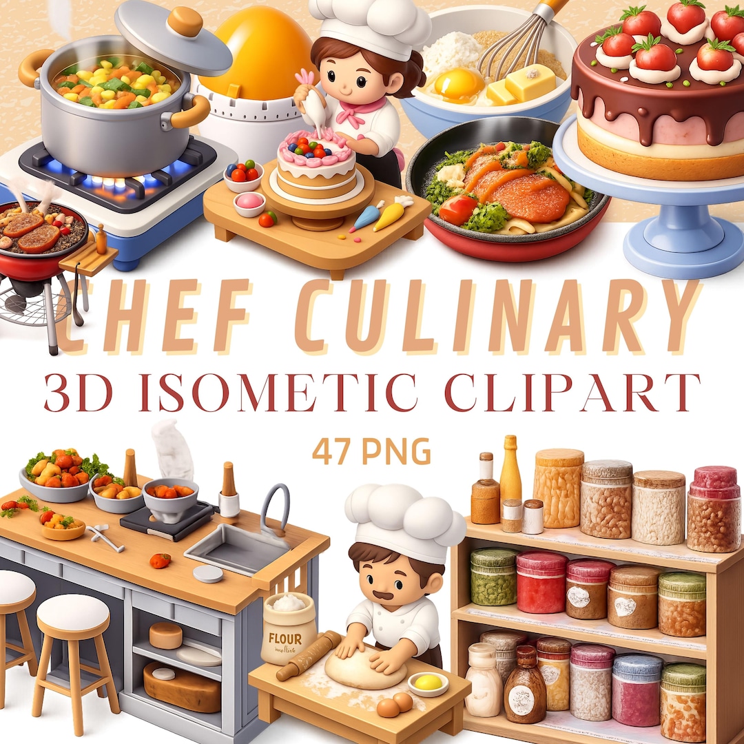 Chef Culinary 3D Isometric Clipart 47 PNG Cooking Kitchen Bakery Food ...