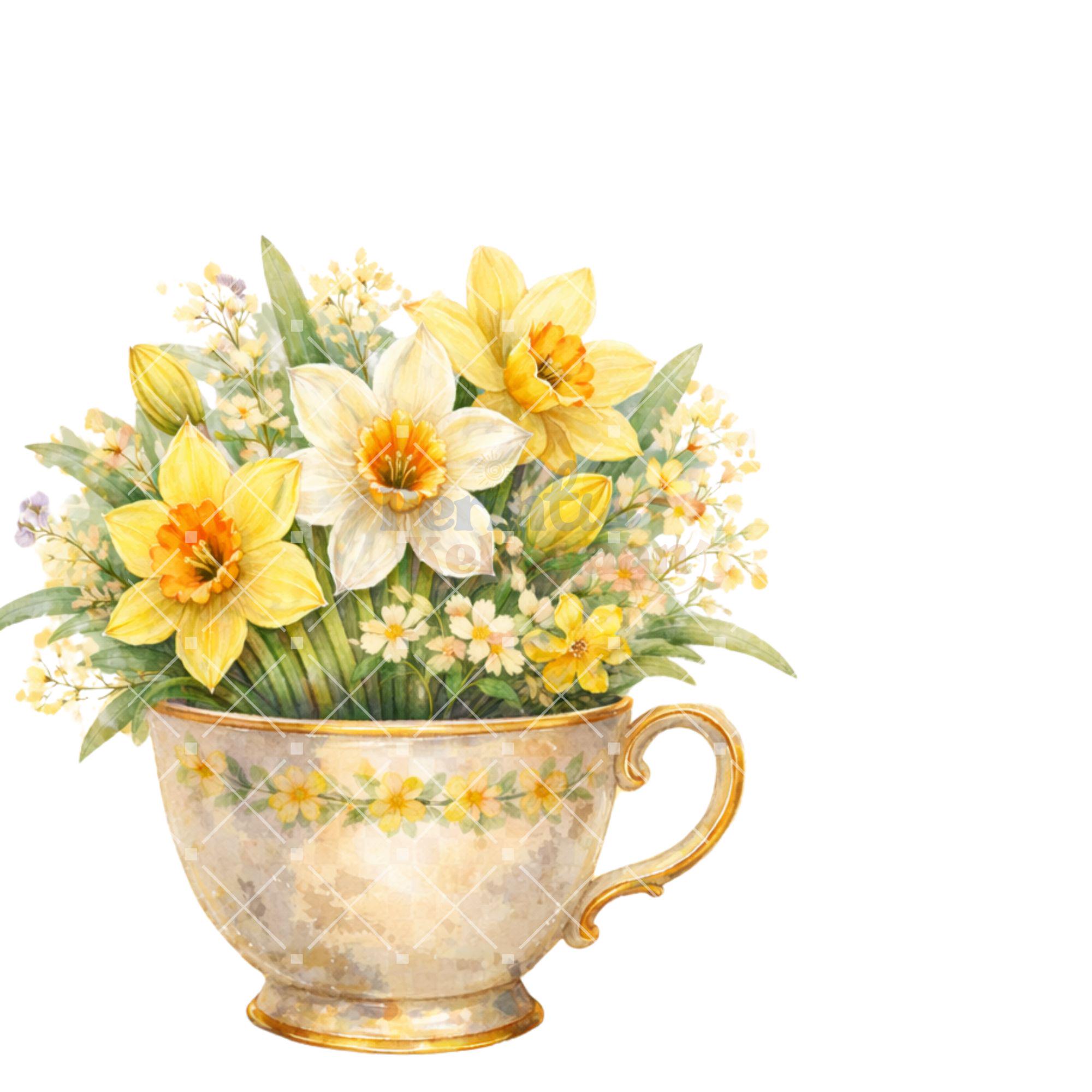 Daffodil Watercolor Clipart Bundle: Spring Floral Botanical ...