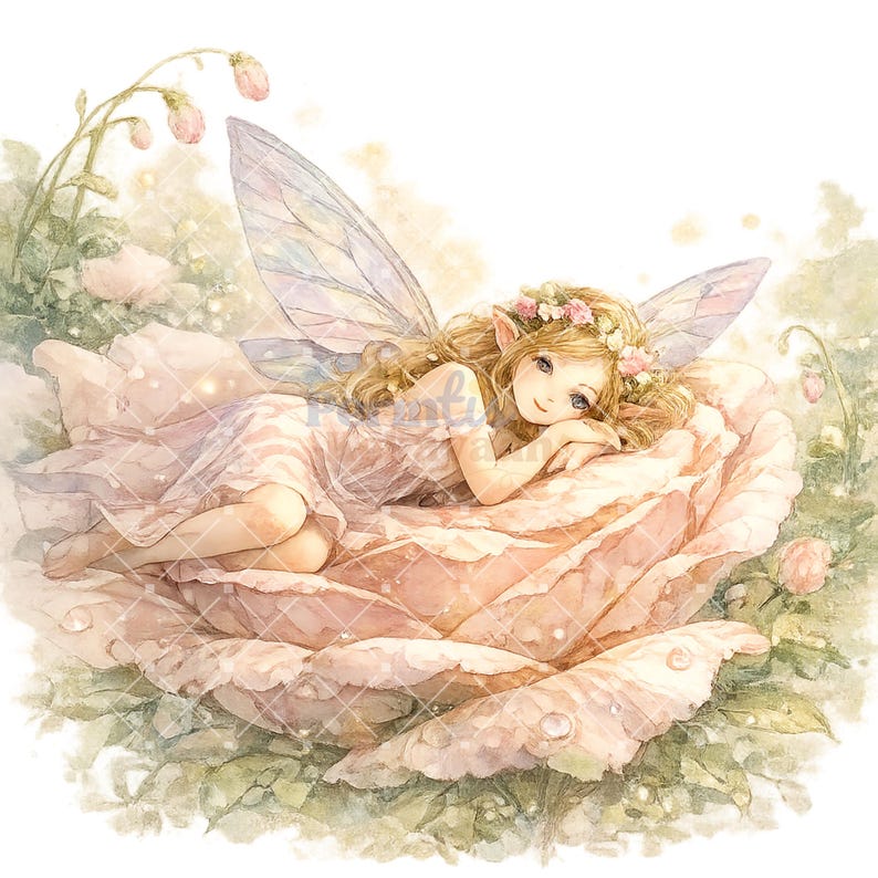 Fairy Flower Watercolor Clipart 13 PNG Files Fantasy Floral Girl ...