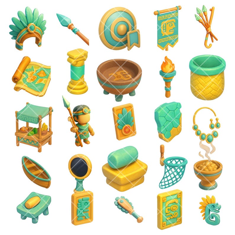 Aztec Civilization 3D Clipart – 55 PNG Files for History Projects ...