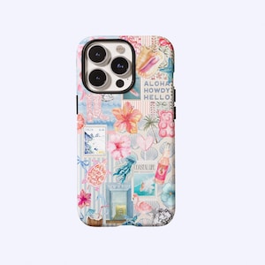 Beachy Blue Coquette Coastal Collage Preppy Cute Aesthetic Case, Summer Vibes Phone Case, iPhone 17 16 15 14 13 12 11 ProMax,Samsung S25 S26