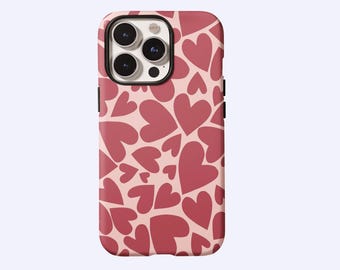 ライトピンクのハート型携帯ケース、キュートガーリー、バレンタインの美的アート、彼女へのギフト、iPhone 17-11 Pro Max、Samsung S30-S20 FE Ultra、Magsafe対応