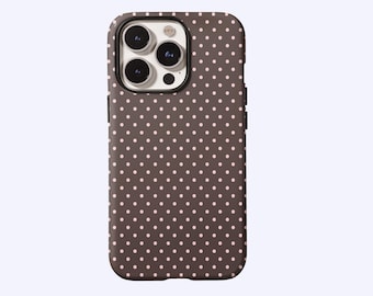 Brown Polka Dot Phone Case, Soft Girl Cute Design, Y2K Style, Cute Trendy,For iPhone 17 16 15 14 13 12 11 Pro Max,Samsung S26 S25 S24 S23