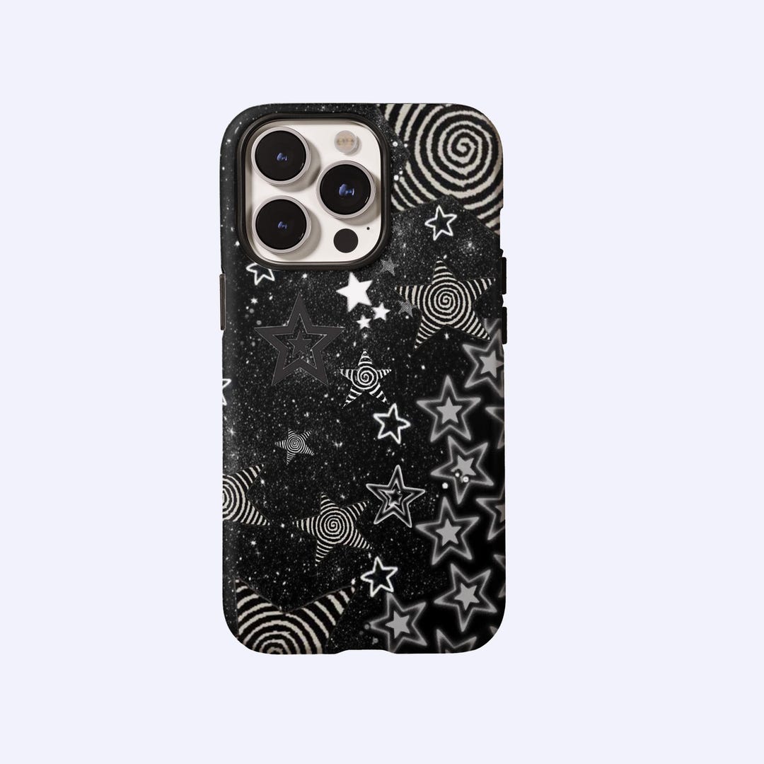Star Pattern Phone Dark Black Grunge Star Phone Case,psychedelic Star Pattern,spiral Stars ...