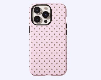 Pink Polka Dot Phone Case, Soft Girl Cute Design, Y2K Style, Cute Trendy,For iPhone 17 16 15 14 13 12 11Pro Max, Samsung S25 S24 S23 S22 FE