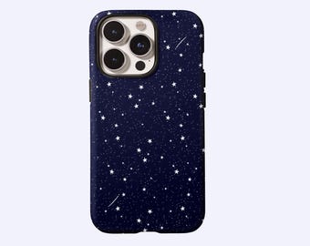 Starry Sky Phone Case,Meteor trail,Dark Blue Night Aesthetic Celestial Stars Cover For iPhone 17-11 Pro Max,Samsung S26 S25 Ultra,Magsafe