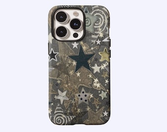 Stars Y2k Collage Phone Case,Celestial Patchwork Design Twinkle night Cover for iPhone 17, 16, 15, 14, 13, 12, 11, Samsung Galaxy S24 Ultra