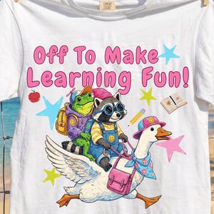 Retro Teacher PNG, Off To Make Learning Fun Shirt Design, Cute Apple Back to School Sublimation File, Educator Graphic, Student POD Download