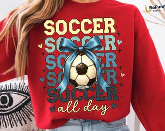 Lazo de fútbol Coquette PNG, camiseta retro de fútbol para todo el día, texto desgastado, sublimación deportiva vintage, día del partido con cinta azul, transferencia DTF