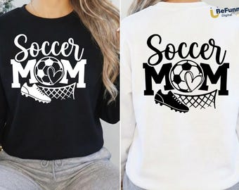 Pakiet PNG Soccer Mom, czarno-biały wzór serca z piłką nożną, grafika na koszulce do sublimacji, cyfrowe pobieranie transferu DTF, wydruk na dzień meczu