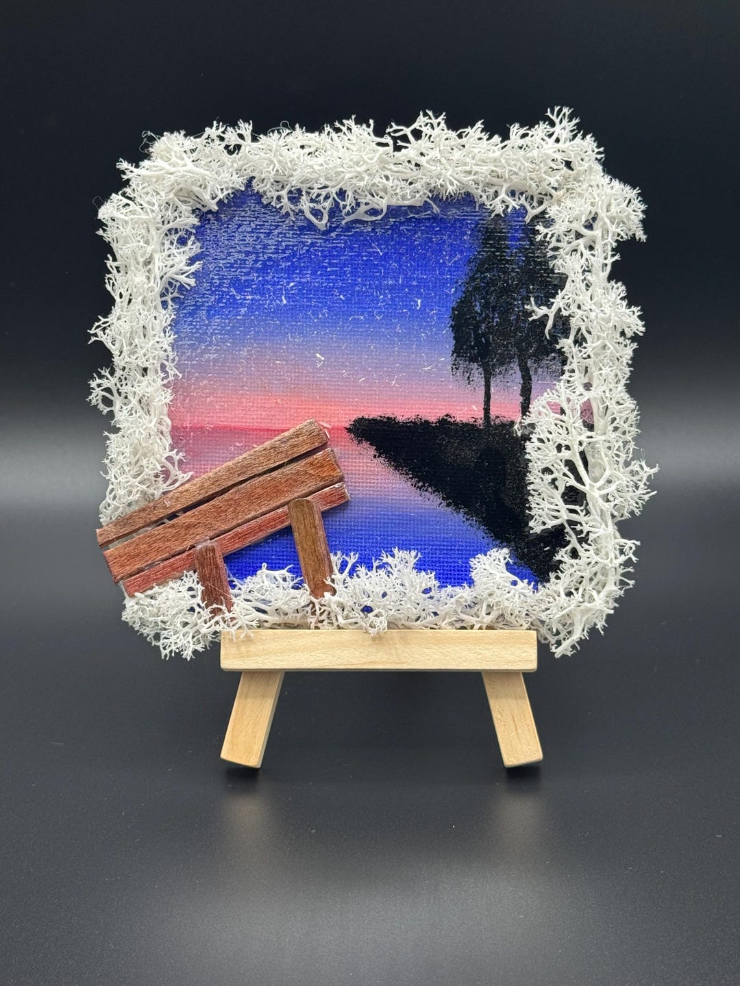 Mini 3D Frame With Lichen and Wood – Handmade Natural Landscape From ...