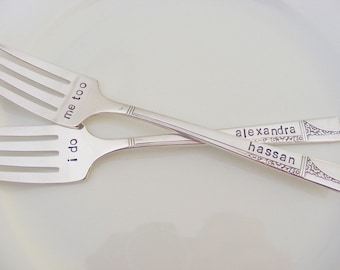Wedding Forks I do Me too Wedding cake Forks With Names