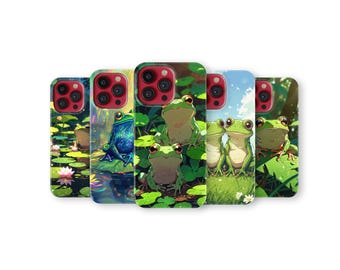 Cute Frog Phone Case Cottagecore Nature Cover for iPhone 17 Pro Max 16 15 14 13 12 11 X 8 7 Plus Samsung S25 Ultra S24 S23 S22 S21 S20 FE