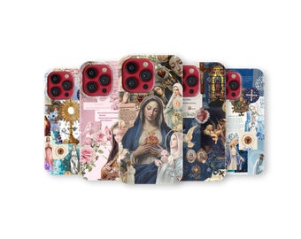 Virgin Mary Phone Case Religious Catholic Art Phone Cover for iPhone 17 Pro Max 16 15 14 13 12 11 X 8 7 6 Plus Samsung S25 Ultra S24 S23 S22