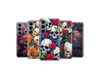 Skull Phone Case Floral Gothic Cover for Samsung S25 Ultra S24 S23 S22 S21 S20 FE S10 S9 S8 S7 A56 A36 A26 A17 A16 A06 A05s
