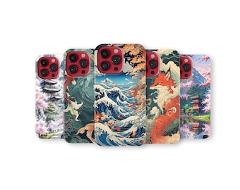 Japanese Ukiyo-e Phone Case Great Wave Koi Fish Phone Cover for iPhone 17 Pro Max 16 15 14 13 12 11 X 8 7 6 Plus Samsung S25 Ultra S24 S23