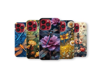 Funda para teléfono con diseño de libélula, estilo fantasía botánica, para iPhone 17 Pro Max, 16, 15, 14, 13, 12, 11, X, 8, 7 Plus, Samsung S25 Ultra, S24, S23, S22, S21, S20 FE