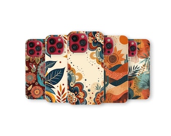 Boho Phone Case Retro Floral Cover for iPhone 17 Pro Max 16 15 14 13 12 11 X 8 7 Plus Samsung S25 Ultra S24 S23 S22 S21 S20 FE