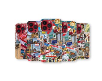 Lebanon Phone Case Beirut Collage Map Phone Cover for iPhone 17 Pro Max 16 15 14 13 12 11 X 8 7 6 Plus Samsung S25 Ultra S24 S23 S22 S21 S20