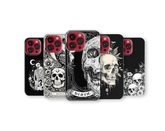 Gothic Skull Phone Case Dark Academia Occult Death Phone Cover for iPhone 17 Pro Max 16 15 14 13 12 11 X 8 7 6 Plus Samsung S25 Ultra S24 FE